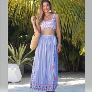 CABANA LIFE  ST. BARTS COVERLUXE EMBROIDERED WRAP‎ SKIRT​​​​​